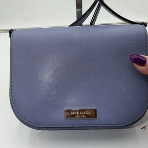 Kate Spade New York Saffiano Leather Crossbody Bag Periwinkle Blue Gold Hardware